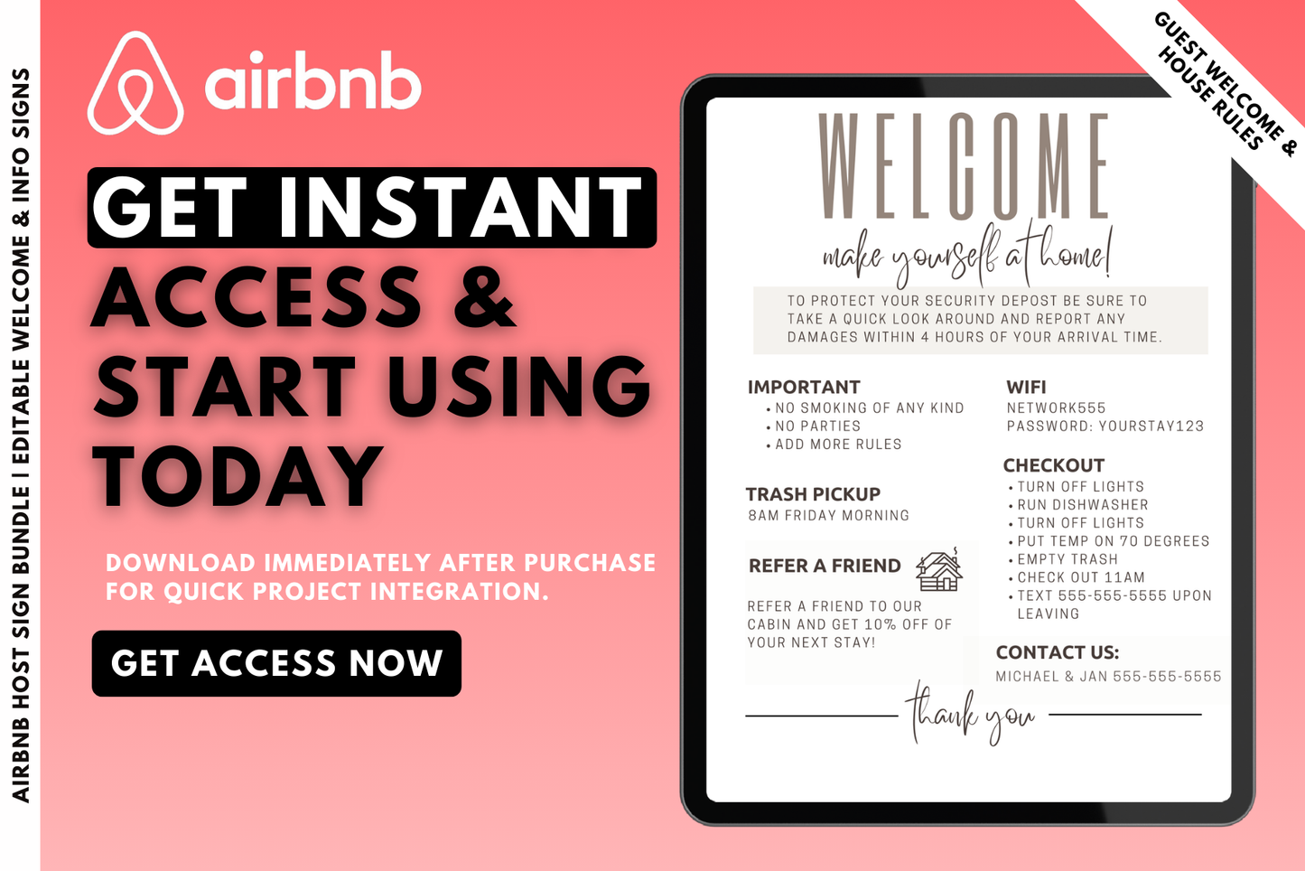 Airbnb Guestbook Template (Editable)