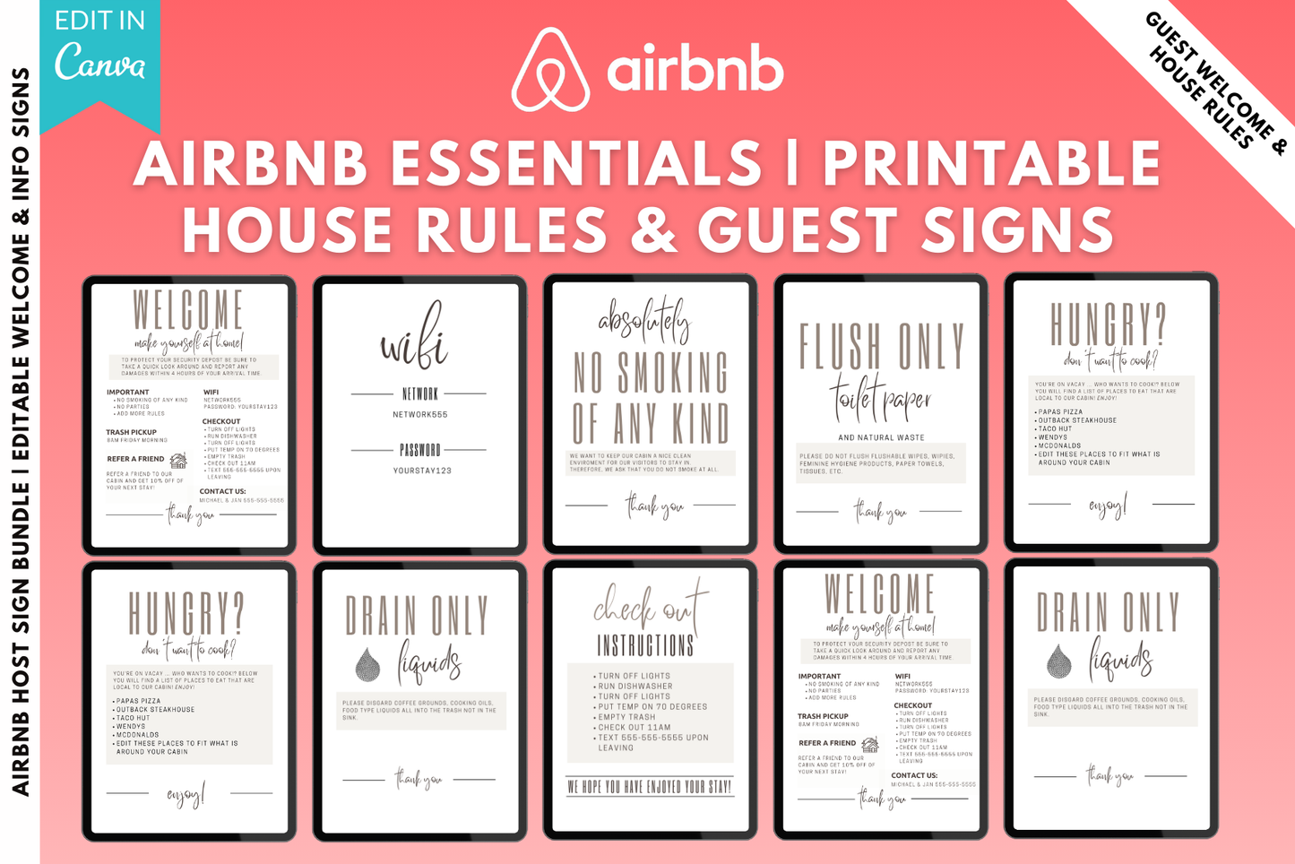 Airbnb Guestbook Template (Editable)