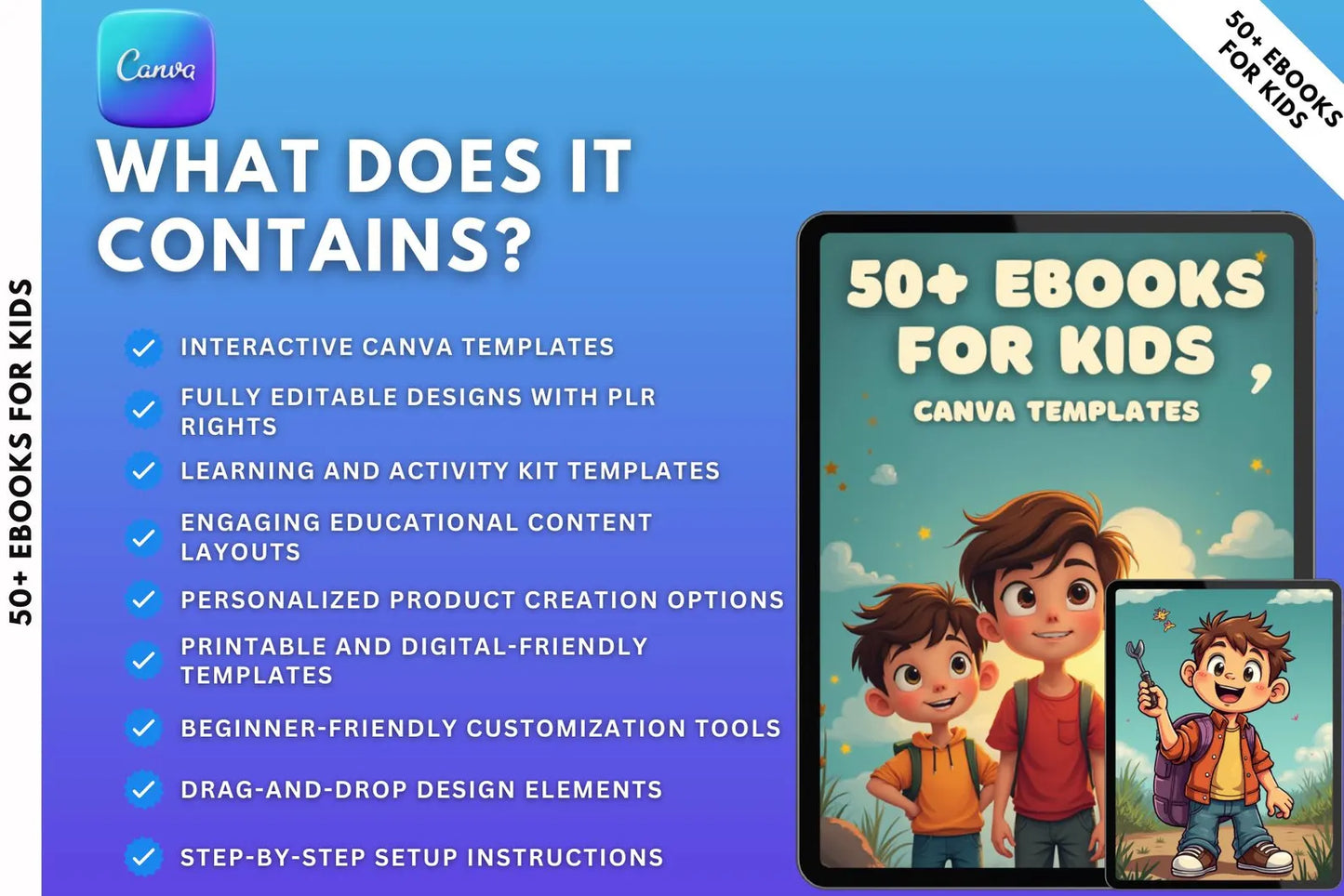 50+ eBooks for Kids Canva Templates
