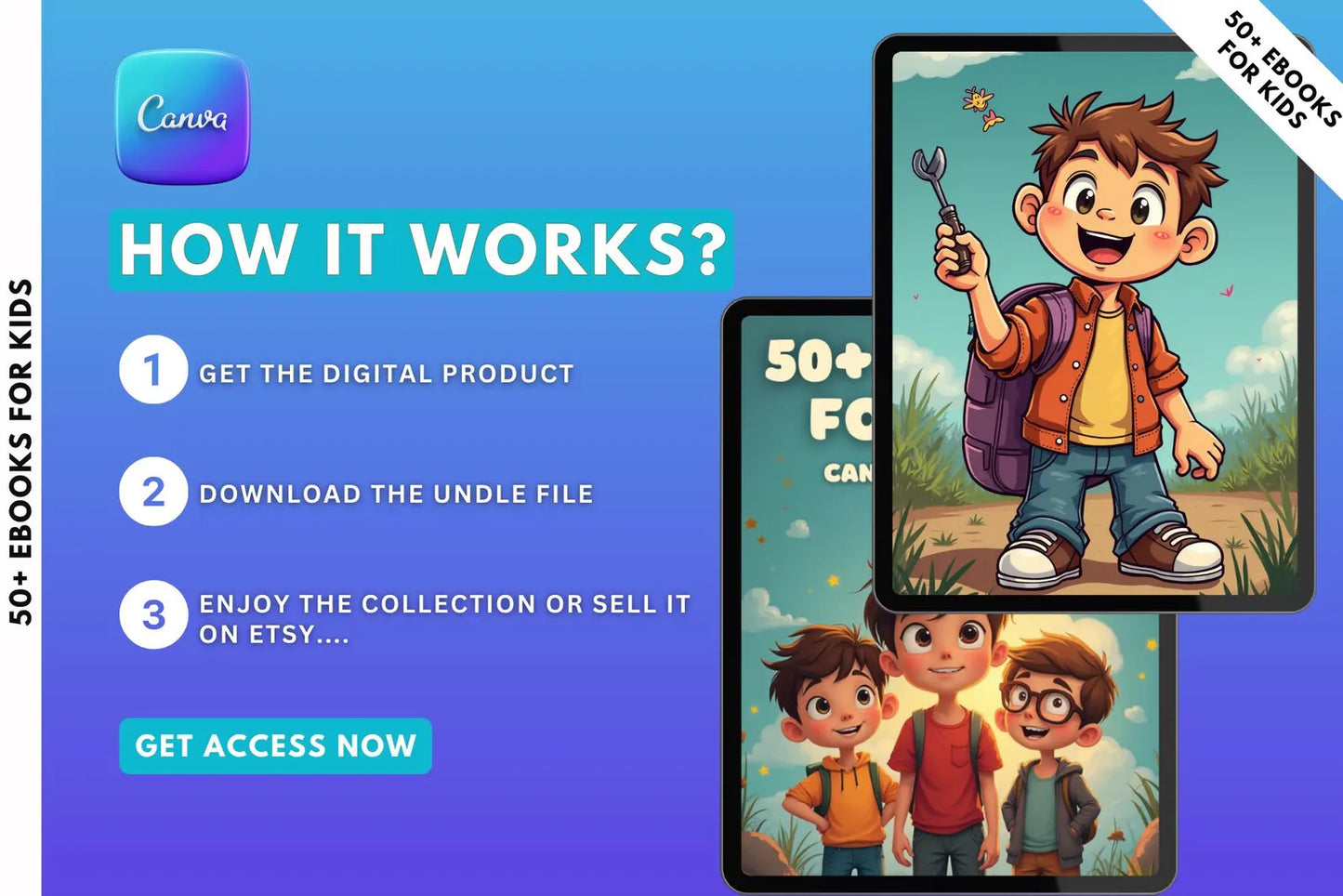 50+ eBooks for Kids Canva Templates